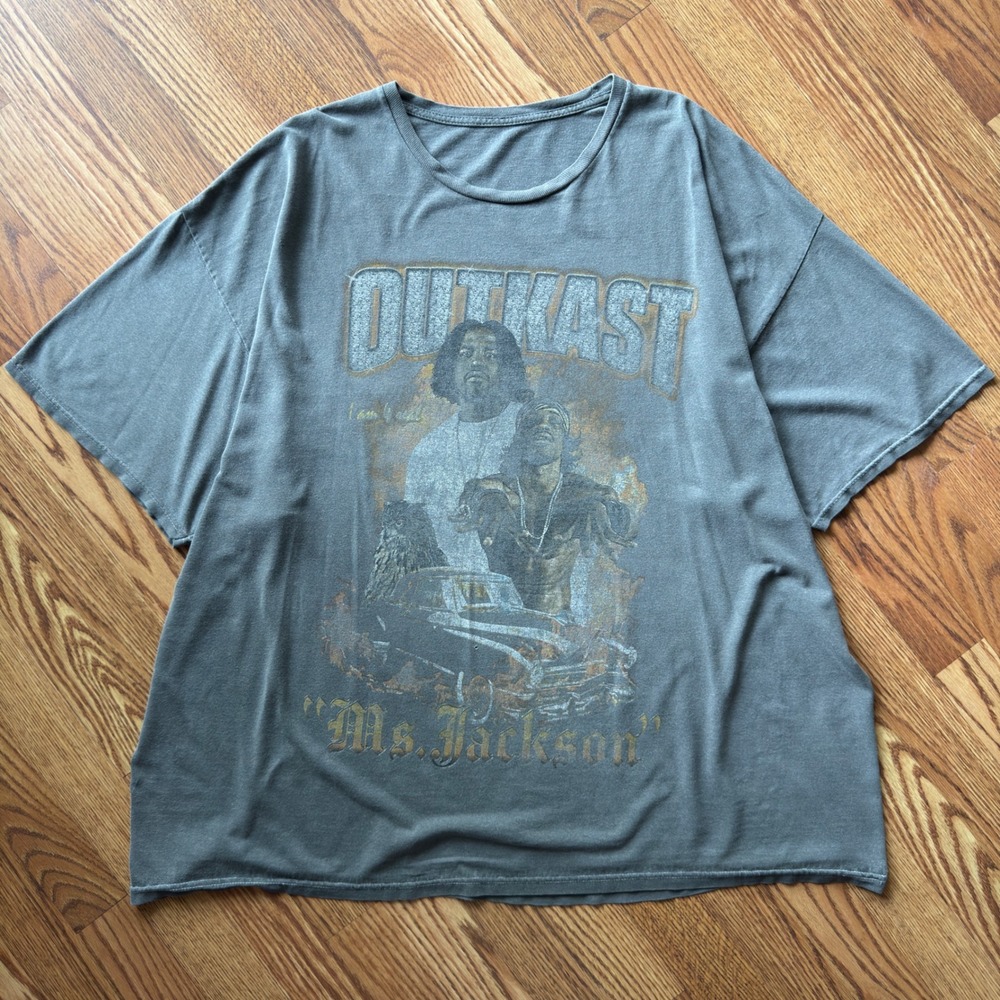 Outkast Ms. Jackson Graphic Tee Men's Oversized Gray Faded‎ Y2K Rap Tee